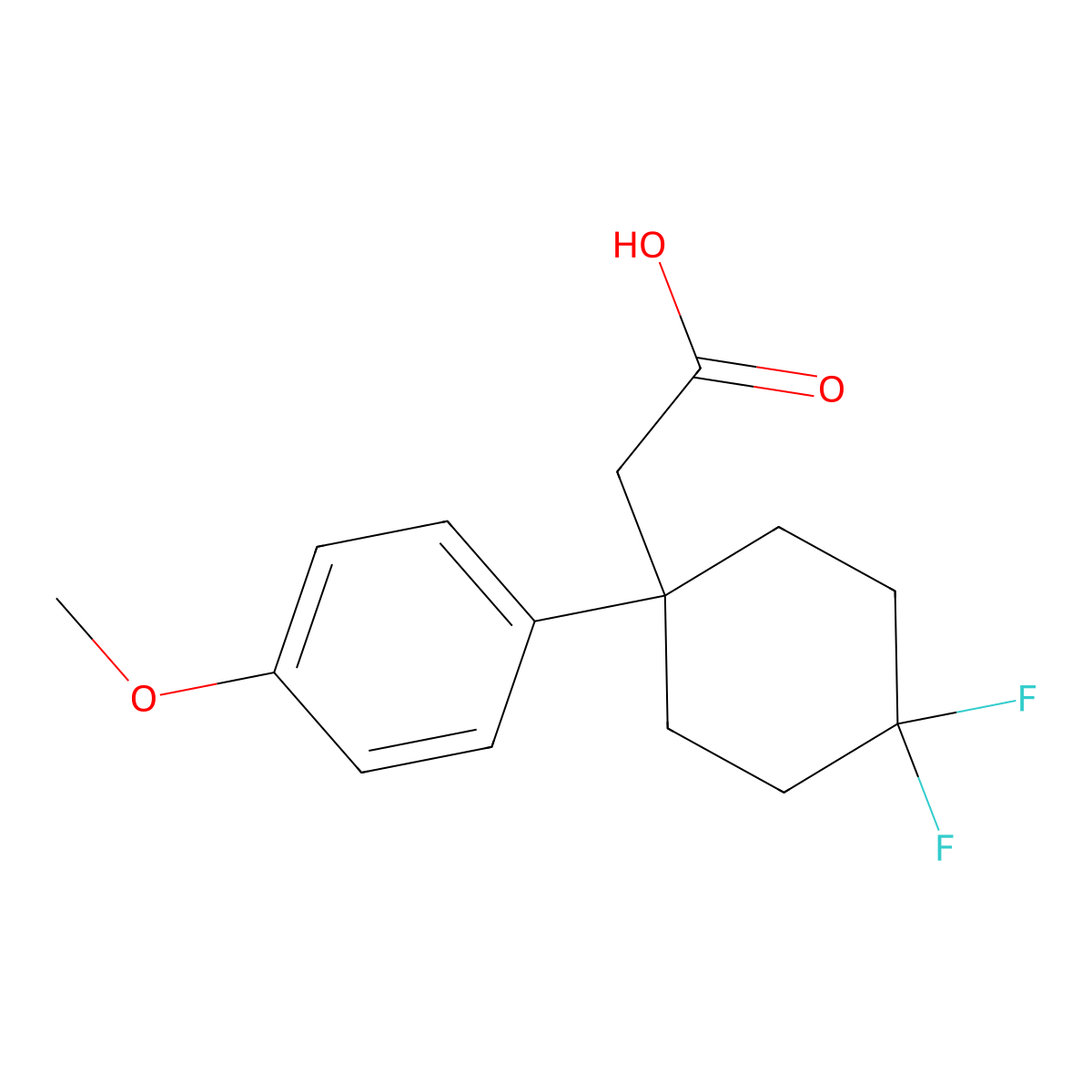 2-[4,4-Difluoro-1-(4-methoxyphenyl)cyclohexyl]acetic acid molecular structure, CAS 2251053-72-0