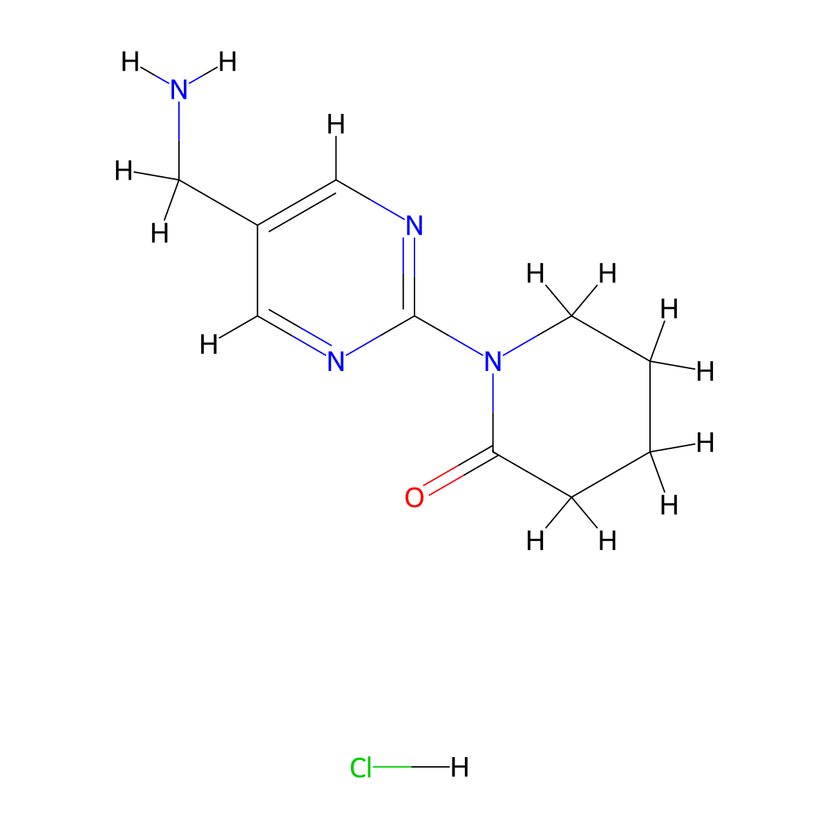 1-[5-(Aminomethyl)pyrimidin-2-yl]piperidin-2-one;hydrochloride molecular structure, CAS 2251053-73-1