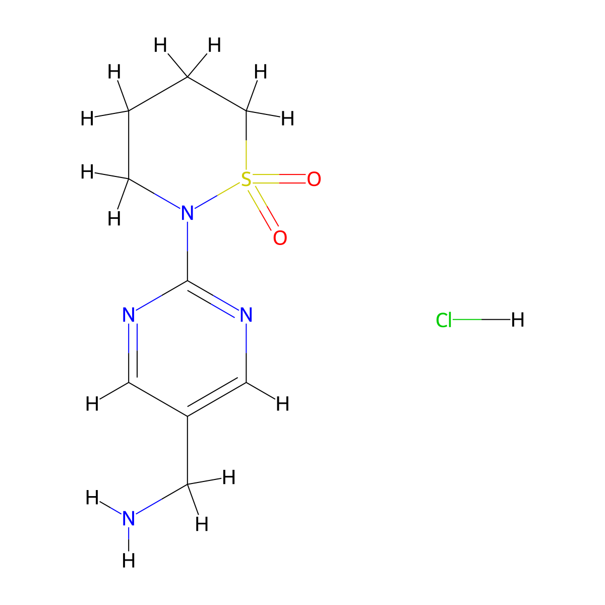 2-[5-(Aminomethyl)pyrimidin-2-yl]-1-thiazinane-1,1-dione hydrochloride molecular structure, CAS 2251053-76-4