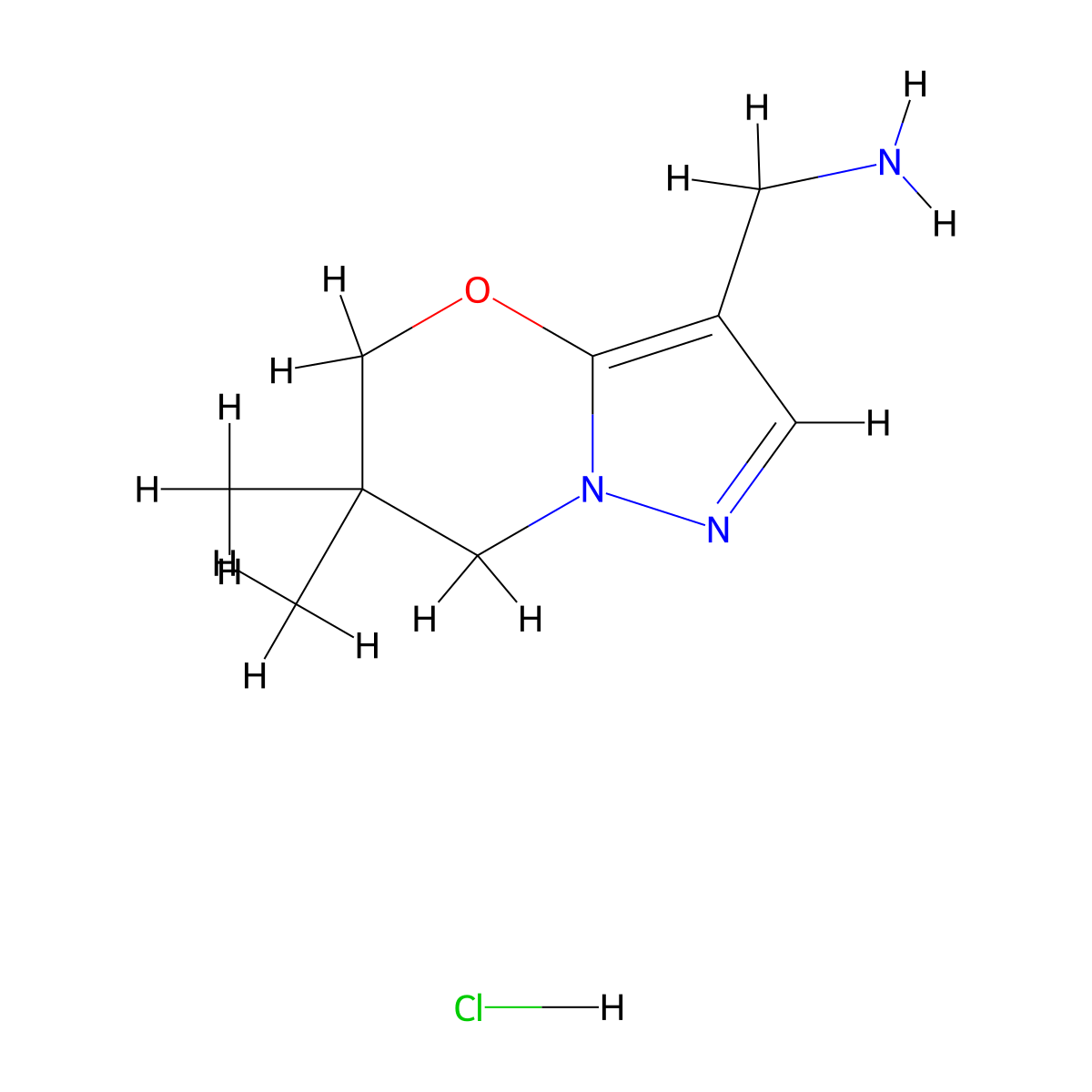 {6,6-Dimethyl-6,7-dihydro-5H-pyrazolo[5,1-b][1,3]oxazin-3-yl}methanamine hydrochloride molecular structure, CAS 2251053-84-4