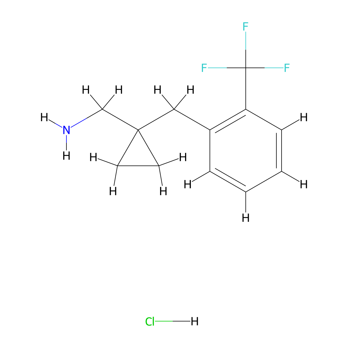 (1-{[2-(Trifluoromethyl)phenyl]methyl}cyclopropyl) methanamine hydrochloride molecular structure, CAS 2251053-86-6