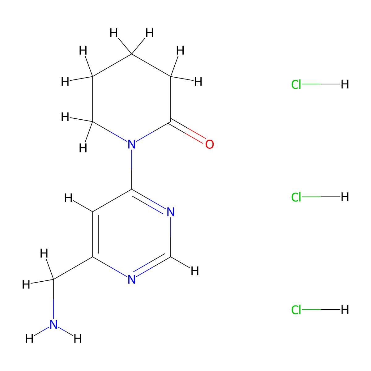 1-[6-(Aminomethyl)pyrimidin-4-yl]piperidin-2-one trihydrochloride molecular structure, CAS 2251053-89-9