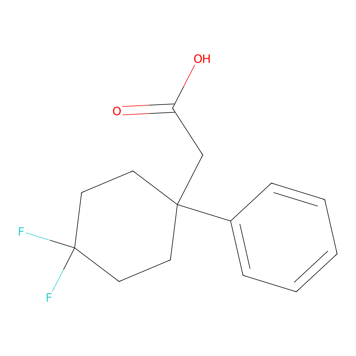 2-(4,4-Difluoro-1-phenylcyclohexyl)acetic acid molecular structure, CAS 2251053-90-2