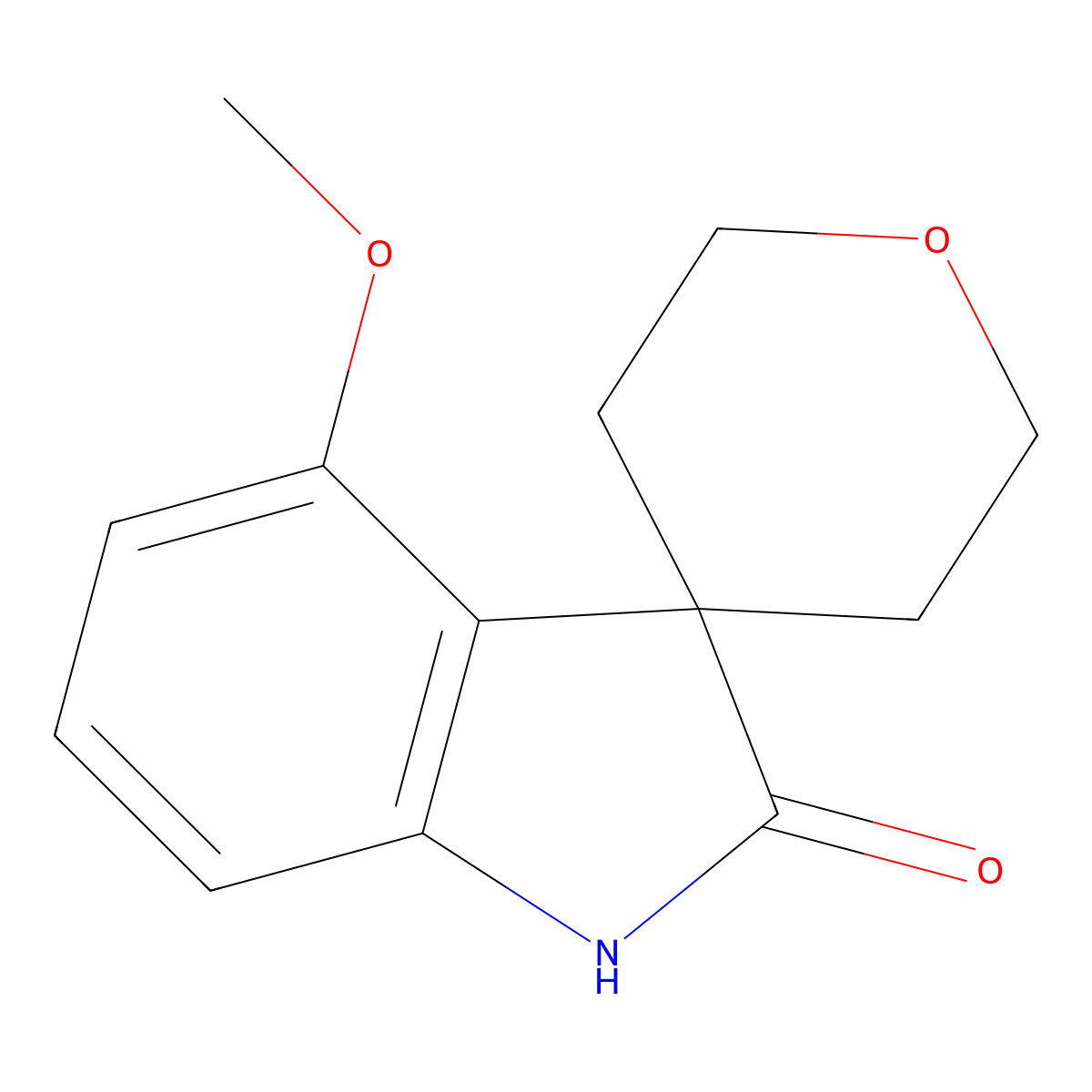 4-Methoxy-1,2-dihydrospiro[indole-3,4'-oxane]-2-one molecular structure, CAS 2251053-94-6