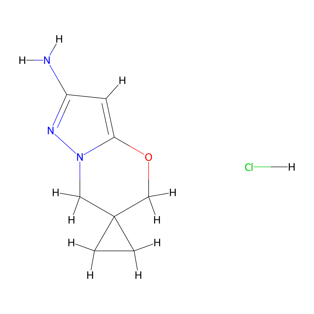 1',3'-Dihydrospiro{cyclopropane-1,2'-pyrazolo[3,2-b][1,3]oxazine}-6'-amine hydrochloride molecular structure, CAS 2251054-05-2
