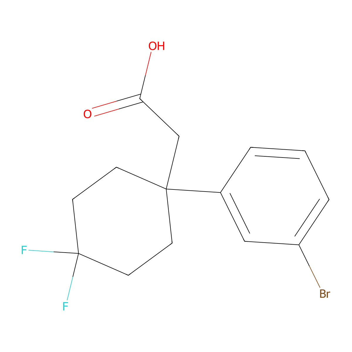 2-[1-(3-Bromophenyl)-4,4-difluorocyclohexyl]acetic acid molecular structure, CAS 2251054-11-0