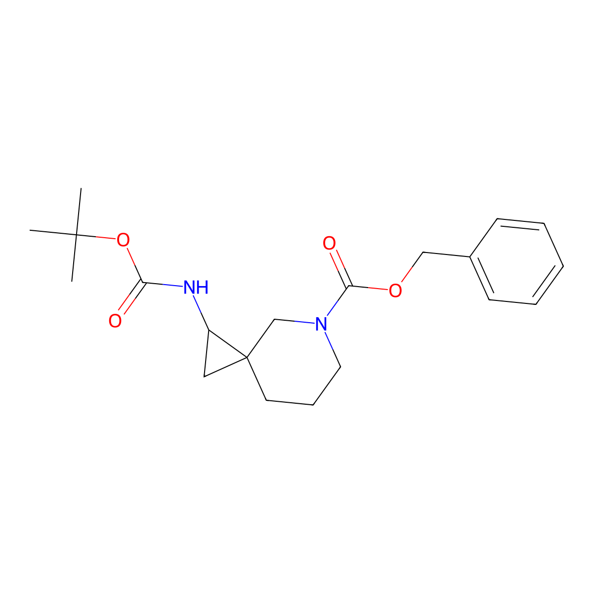 Benzyl 1-((tert-butoxycarbonyl)amino)-5-azaspiro[2.5]octane-5-carboxylate molecular structure, CAS 2251054-14-3
