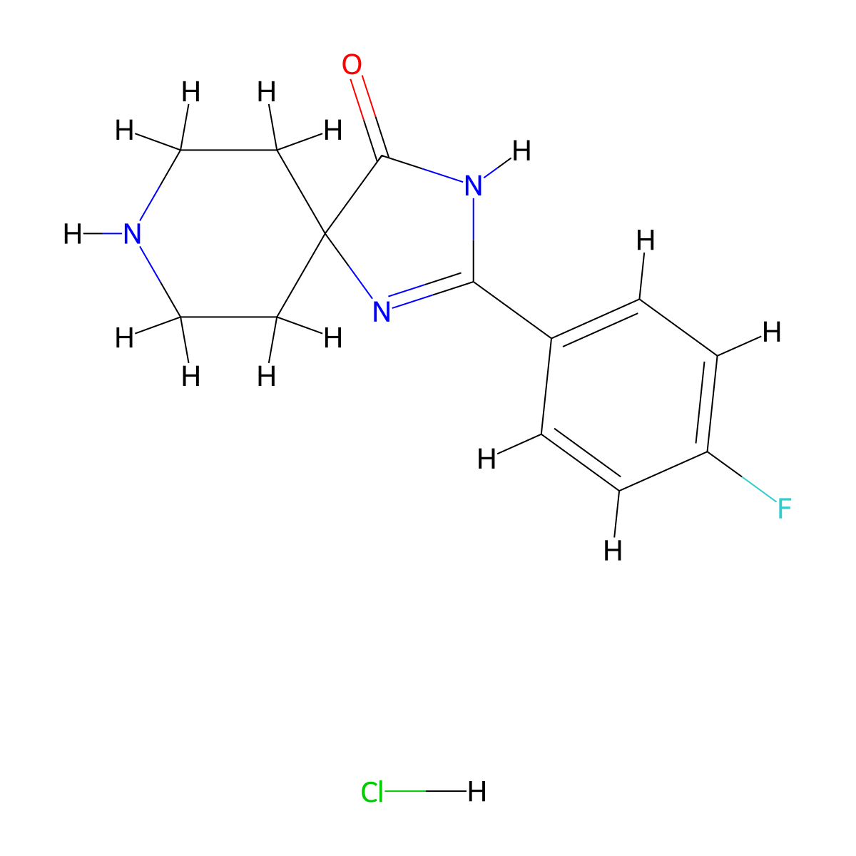 2-(4-Fluorophenyl)-1,3,8-triazaspiro[4.5]dec-1-en-4-one hydrochloride molecular structure, CAS 2251054-22-3