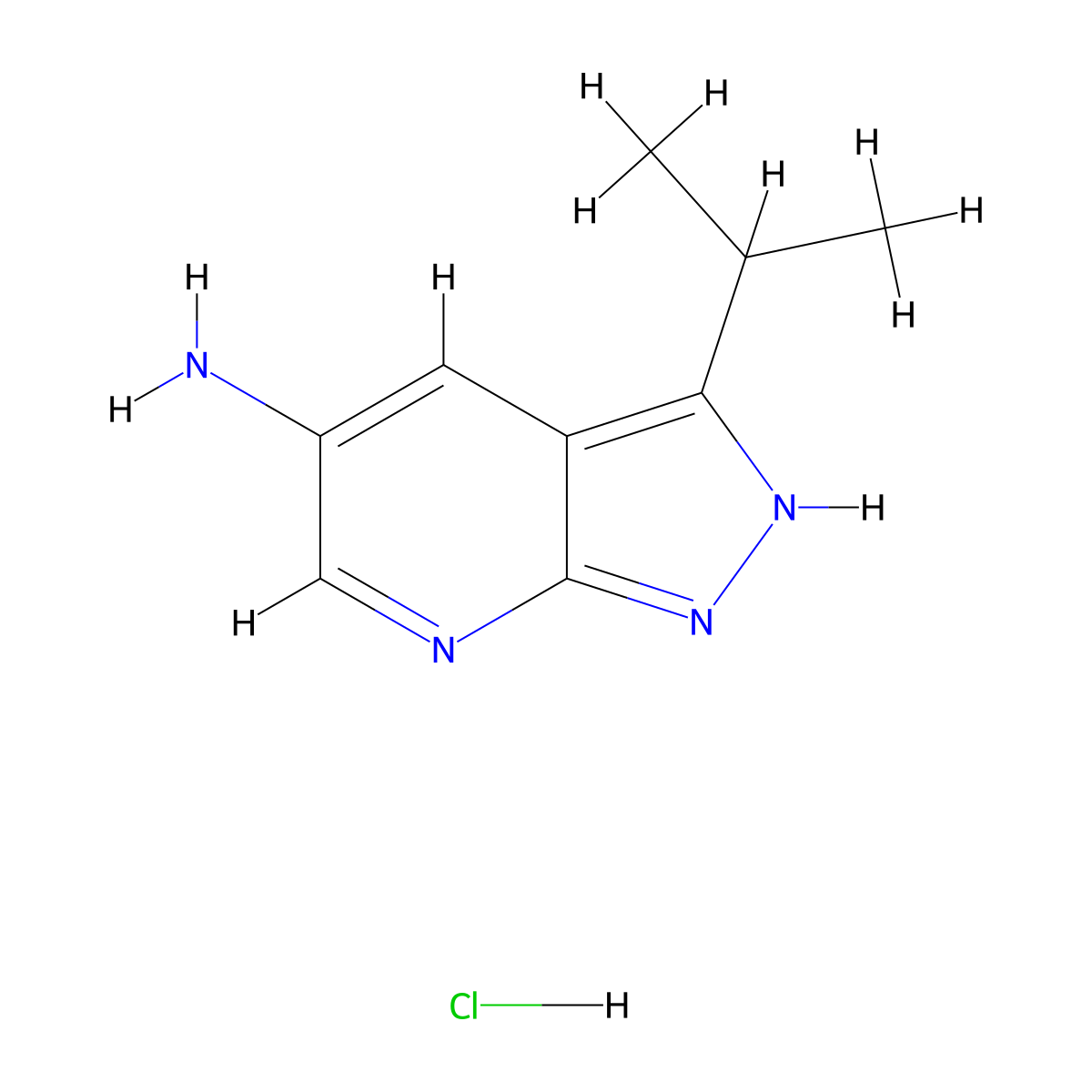 3-Propan-2-yl-1H-pyrazolo[3,4-b]pyridin-5-amine hydrochloride molecular structure, CAS 2251054-27-8