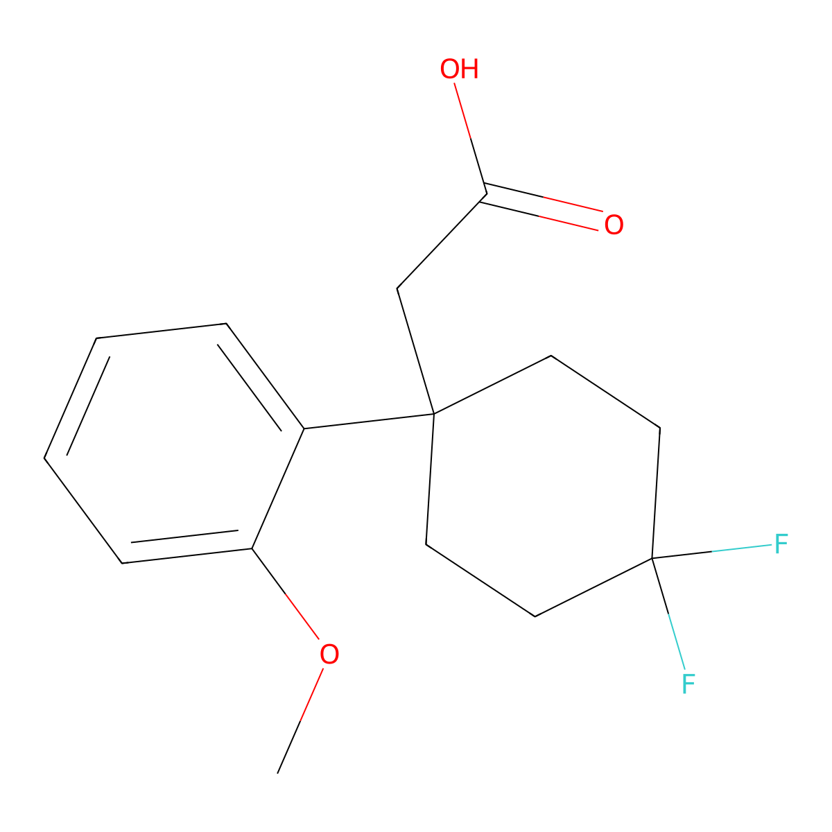 2-[4,4-Difluoro-1-(2-methoxyphenyl)cyclohexyl]acetic acid molecular structure, CAS 2251054-29-0