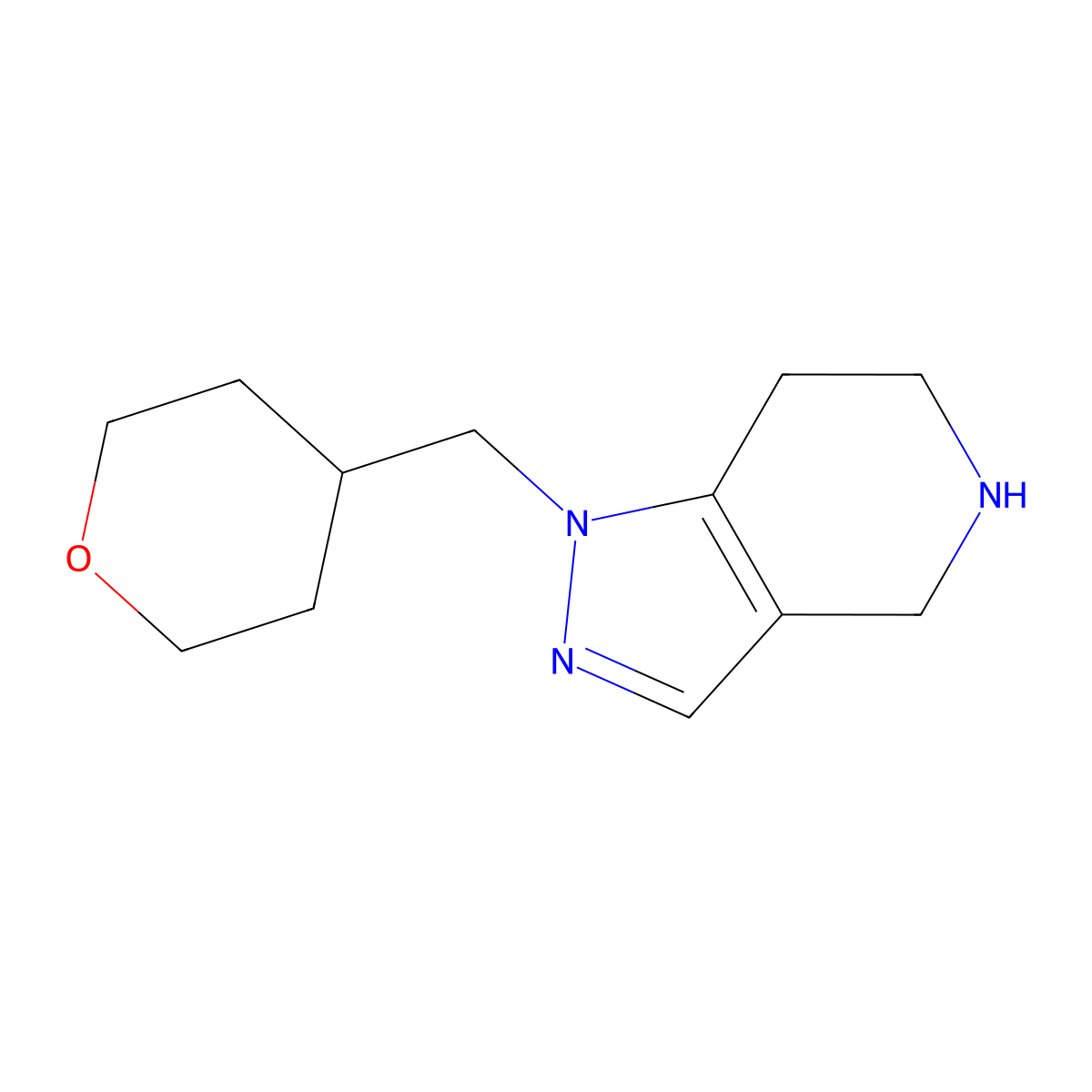1-[(Tetrahydro-2H-pyran-4-yl)methyl]-4,5,6,7-tetrahydro-1H-pyrazolo[4,3-c]pyridine molecular structure, CAS 2251054-30-3