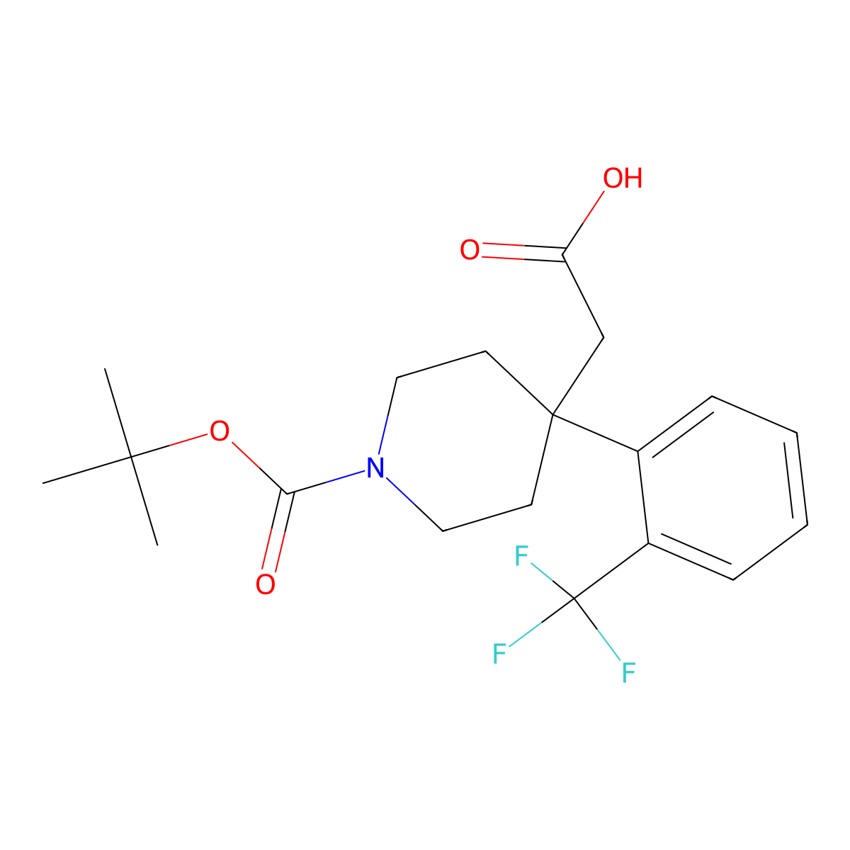 2-{1-(tert-Butoxycarbonyl)-4-[2-(trifluoromethyl)phenyl] piperidin-4-yl}acetic acid molecular structure, CAS 2251054-33-6