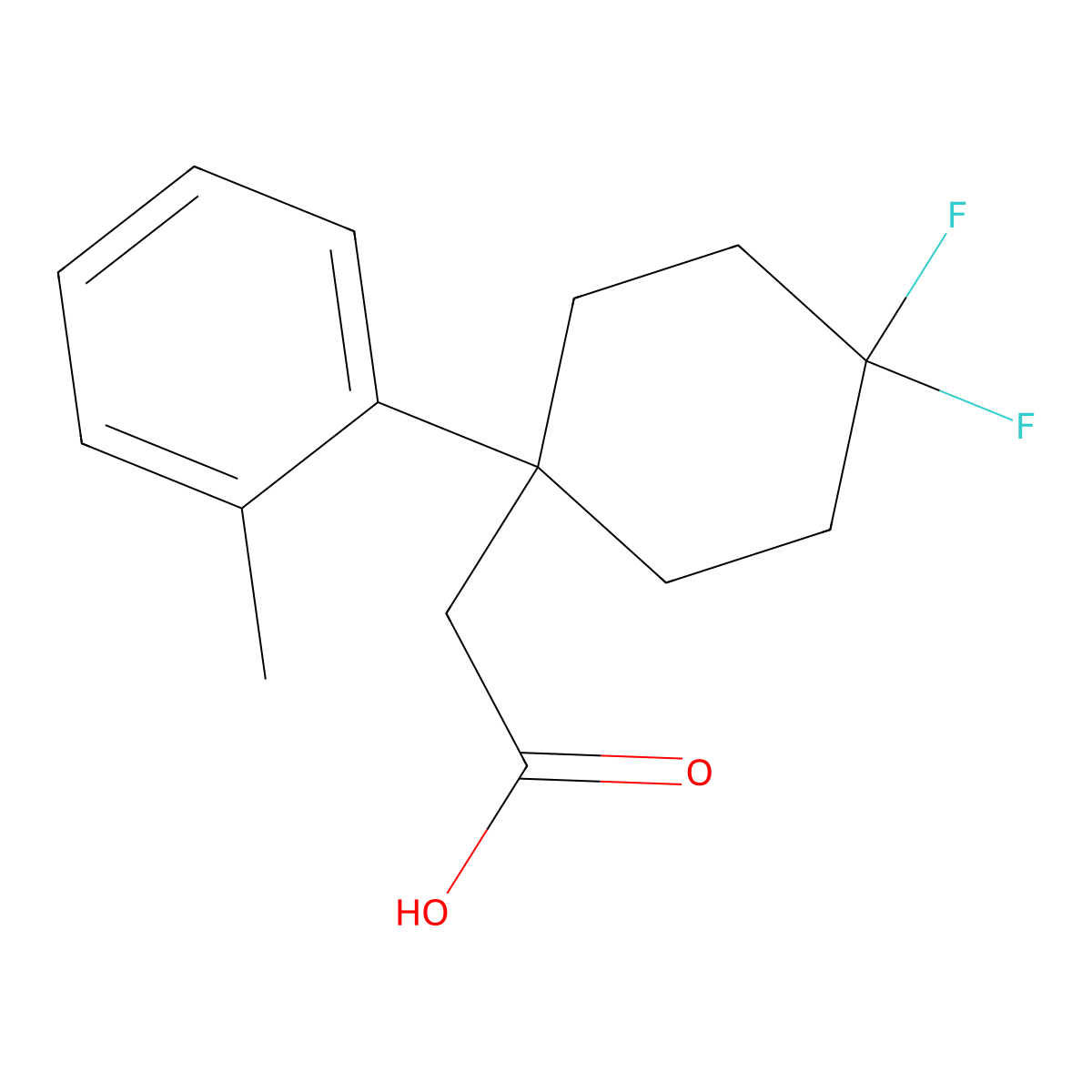 2-[4,4-Difluoro-1-(2-methylphenyl)cyclohexyl]acetic acid molecular structure, CAS 2251054-37-0