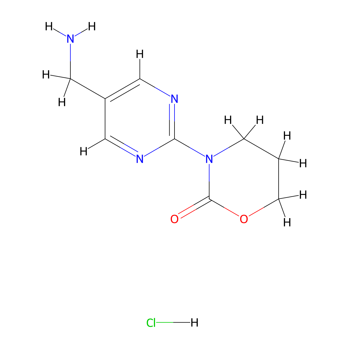 3-[5-(Aminomethyl)pyrimidin-2-yl]-1,3-oxazinan-2-one hydrochloride molecular structure, CAS 2251054-41-6