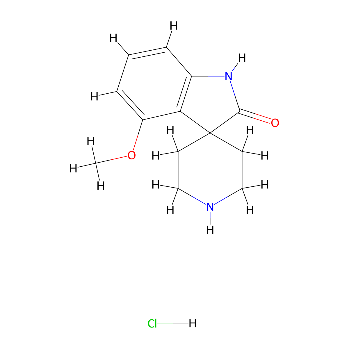 4-Methoxy-1,2-dihydrospiro[indole-3,4'-piperidine]-2-one dihydrochloride molecular structure, CAS 2251054-45-0
