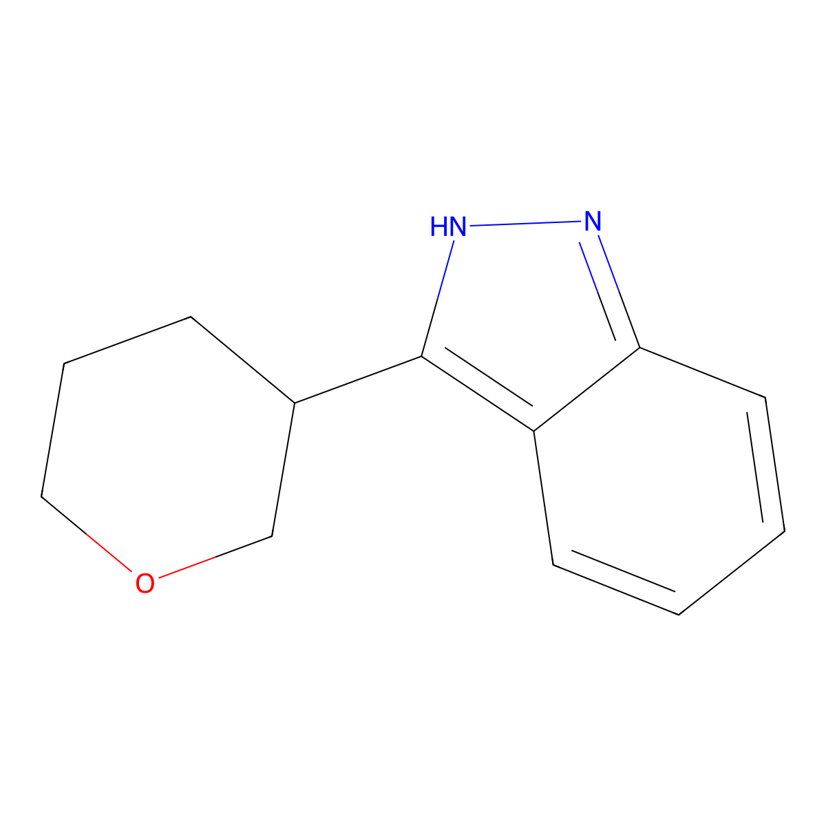 3-(oxan-3-yl)-1H-indazole molecular structure, CAS 2251054-47-2