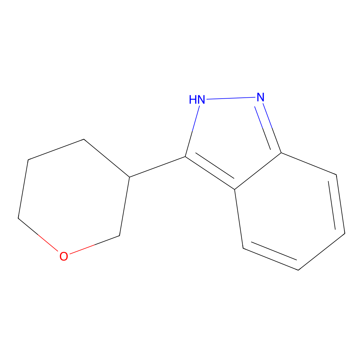 3-(oxan-3-yl)-1H-indazole molecular structure, CAS 2251054-47-2