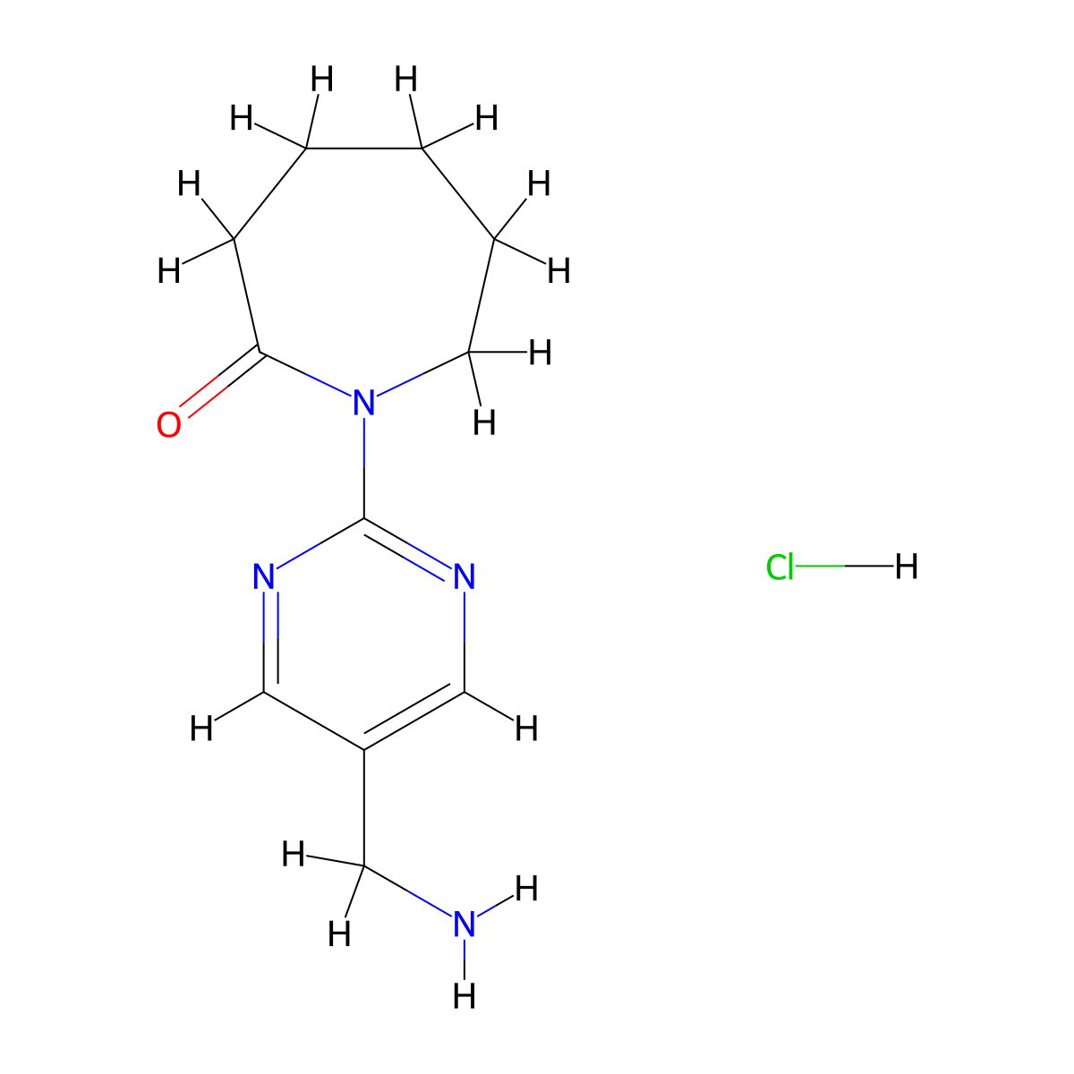 1-[5-(Aminomethyl)pyrimidin-2-yl]azepan-2-one hydrochloride molecular structure, CAS 2251054-49-4