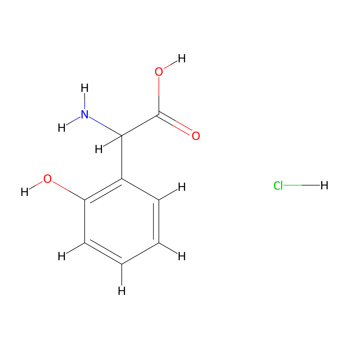 2-Amino-2-(2-hydroxyphenyl)acetic acid hydrochloride molecular structure, CAS 22511-46-2