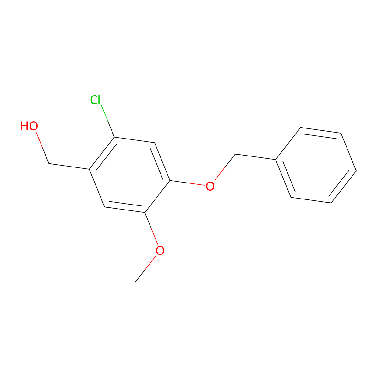 (4-Benzyloxy-2-chloro-5-methoxy-phenyl)-methanol molecular structure, CAS 225111-00-2