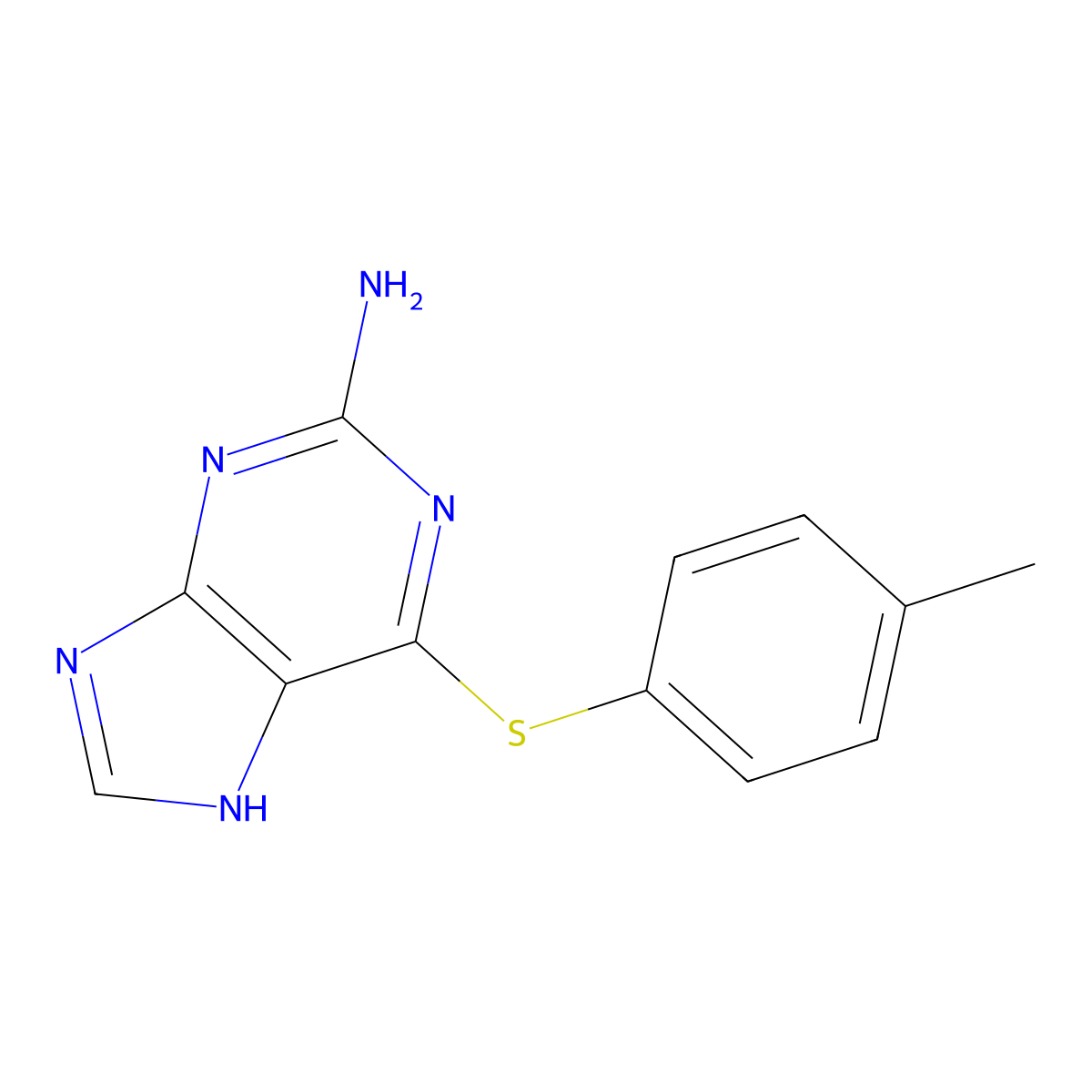 6-[(4-methylphenyl)sulfanyl]-9H-purin-2-amine molecular structure, CAS 225111-60-4