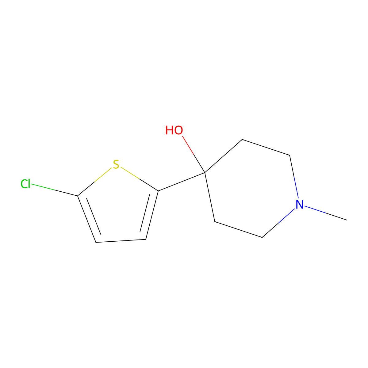 4-(5-Chlorothiophen-2-yl)-1-methylpiperidin-4-ol molecular structure, CAS 225112-09-4