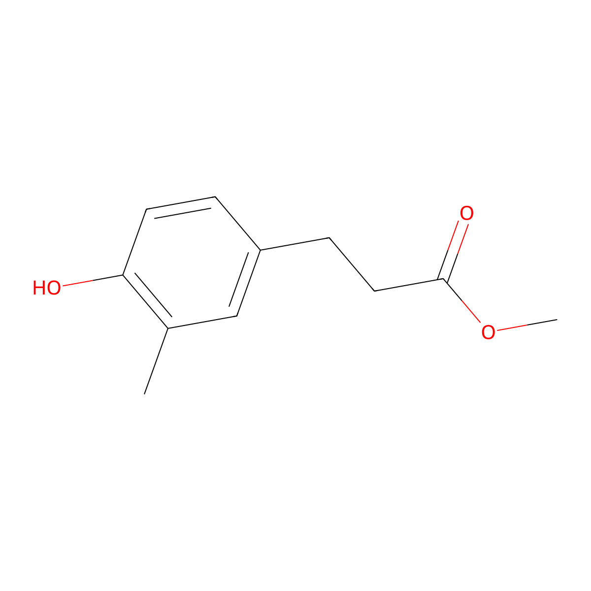Methyl 3-(4-hydroxy-3-methylphenyl)propanoate molecular structure, CAS 22516-91-2