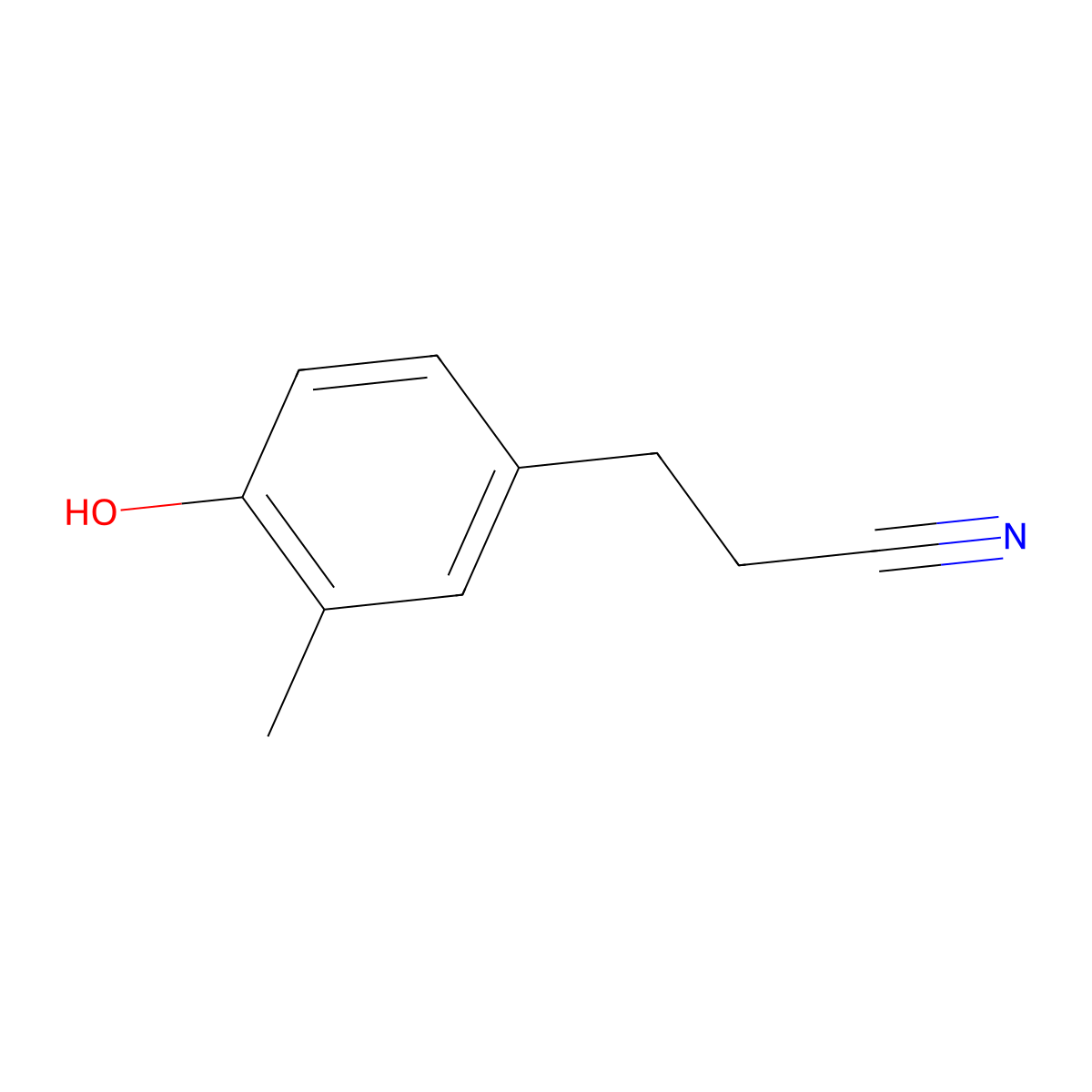 4-Hydroxy-3-methylbenzenepropanenitrile molecular structure, CAS 22516-99-0