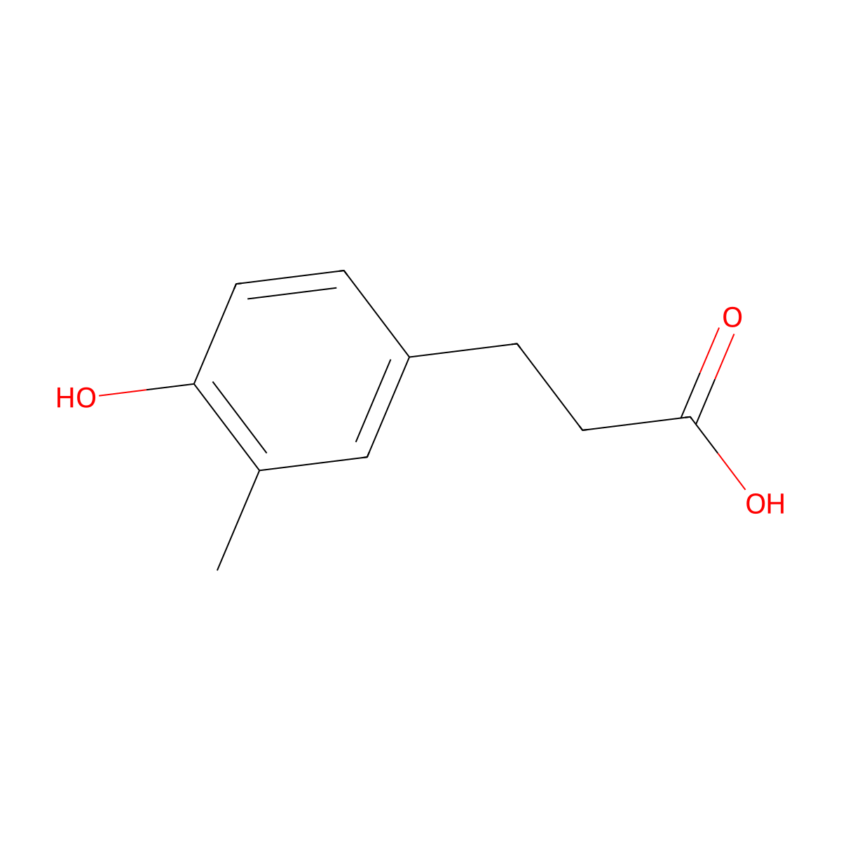 4-Hydroxy-3-methylphenylpropanoic acid molecular structure, CAS 22517-00-6