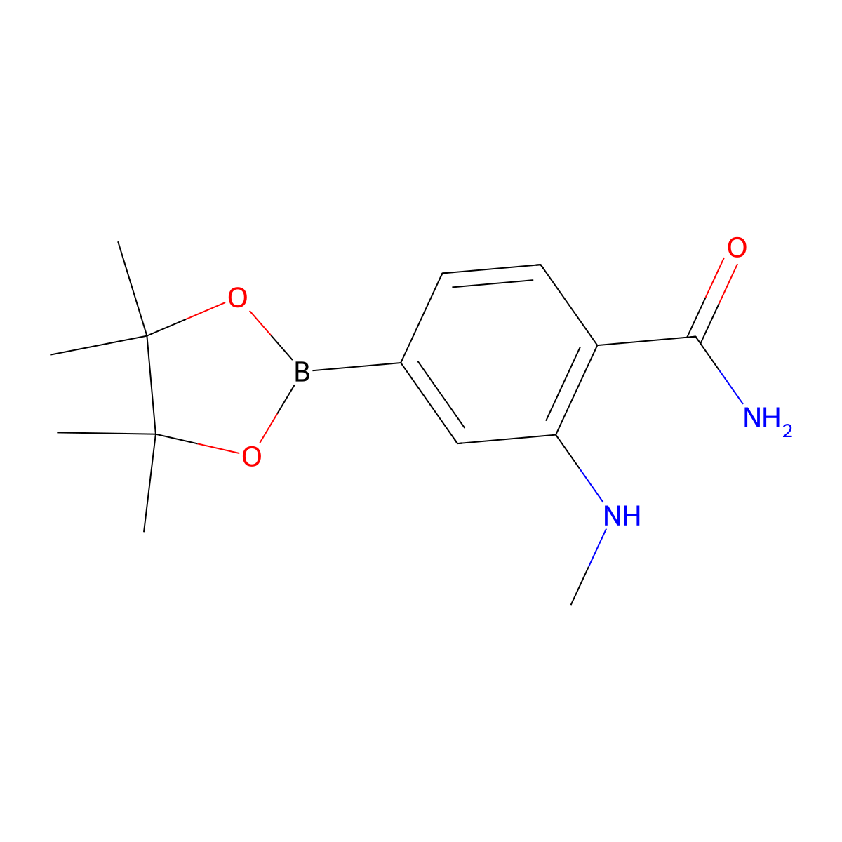 2-(Methylamino)-4-(4,4,5,5-tetramethyl-1,3,2-dioxaborolan-2-yl)benzamide molecular structure, CAS 2251714-66-4