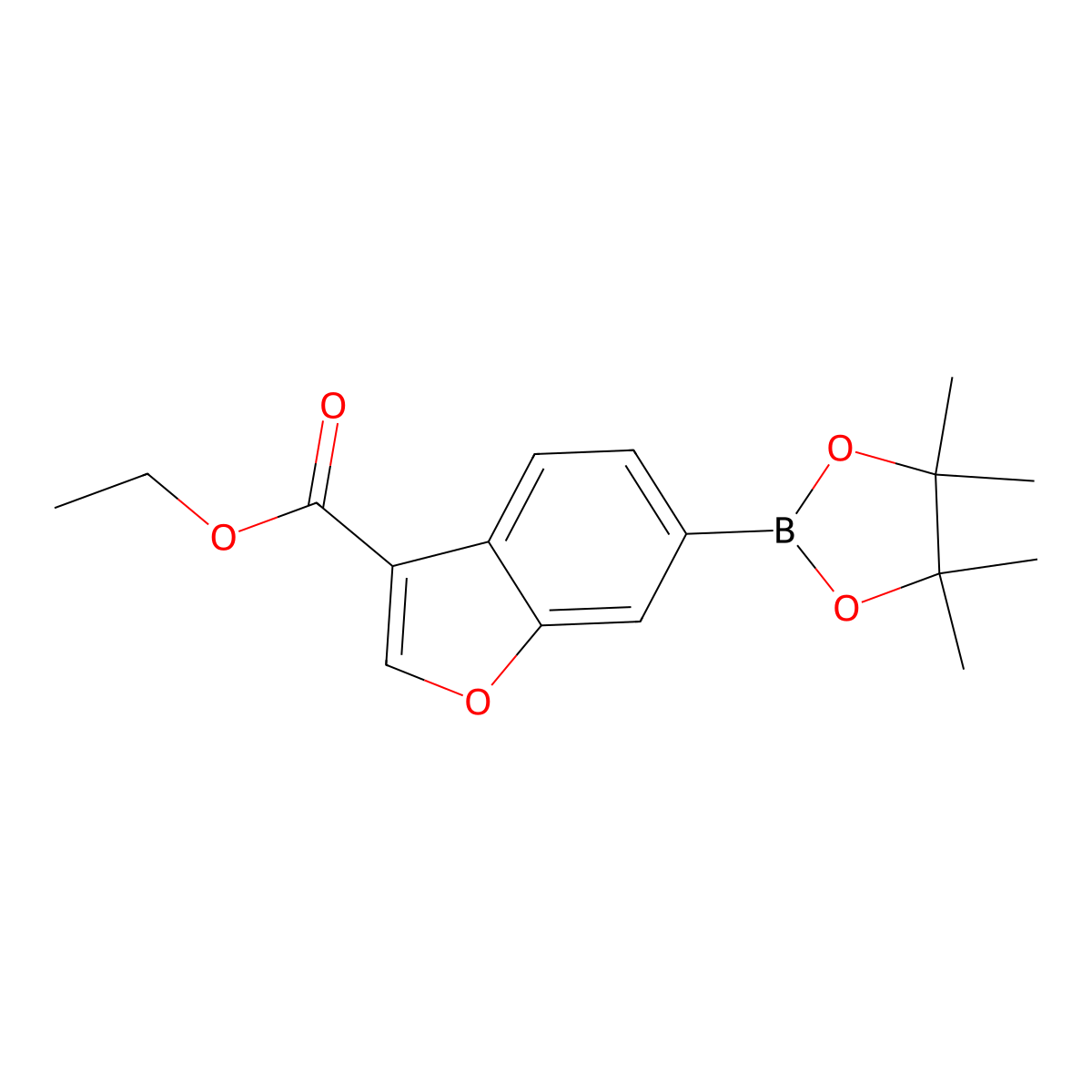 Ethyl 6-(4,4,5,5-tetramethyl-1,3,2-dioxaborolan-2-yl)-1-benzofuran-3-carboxylate molecular structure, CAS 2251715-12-3