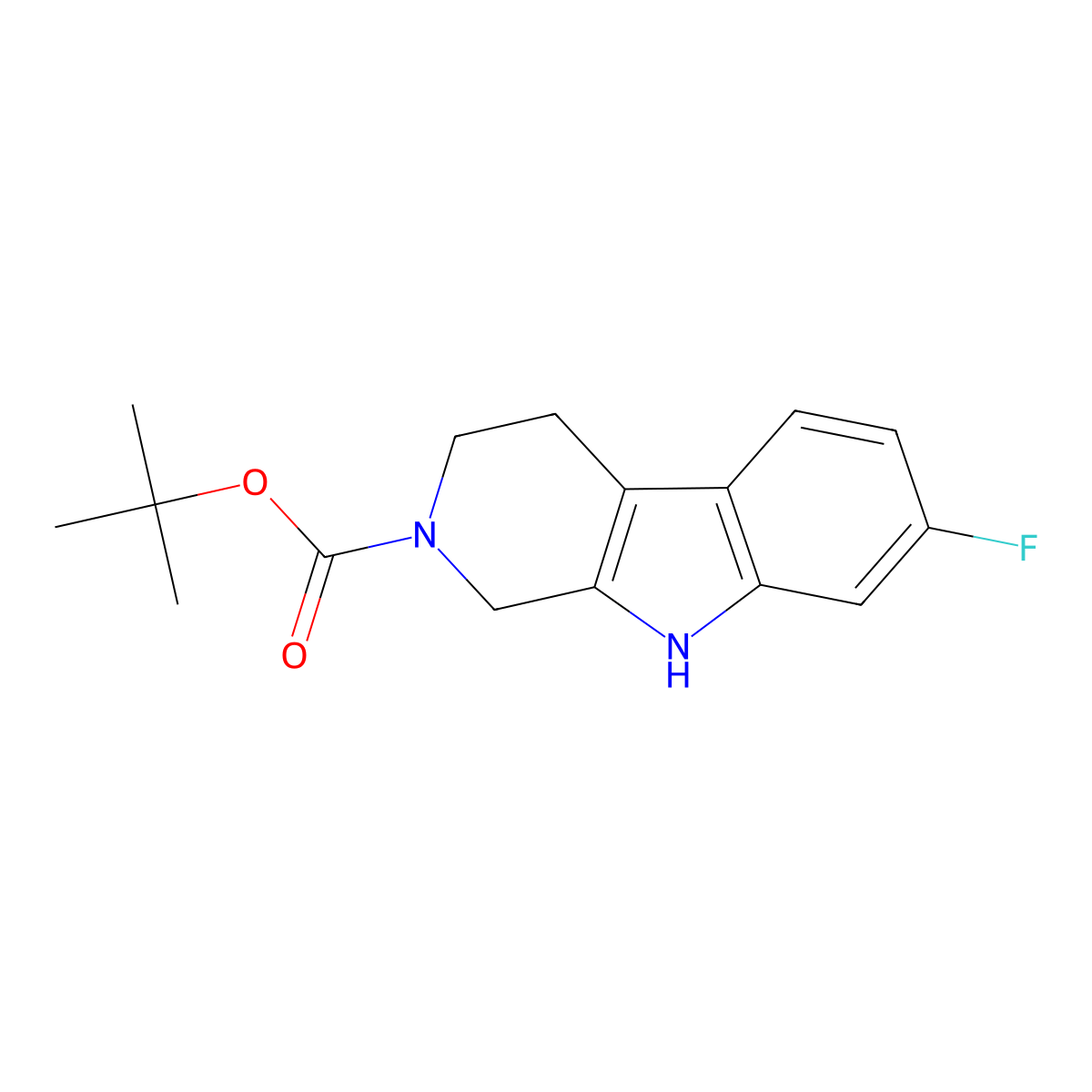 tert-butyl 7-fluoro-3,4-dihydro-1H-pyrido[3,4-b]indole-2(9H)-carboxylate molecular structure, CAS 2251731-96-9