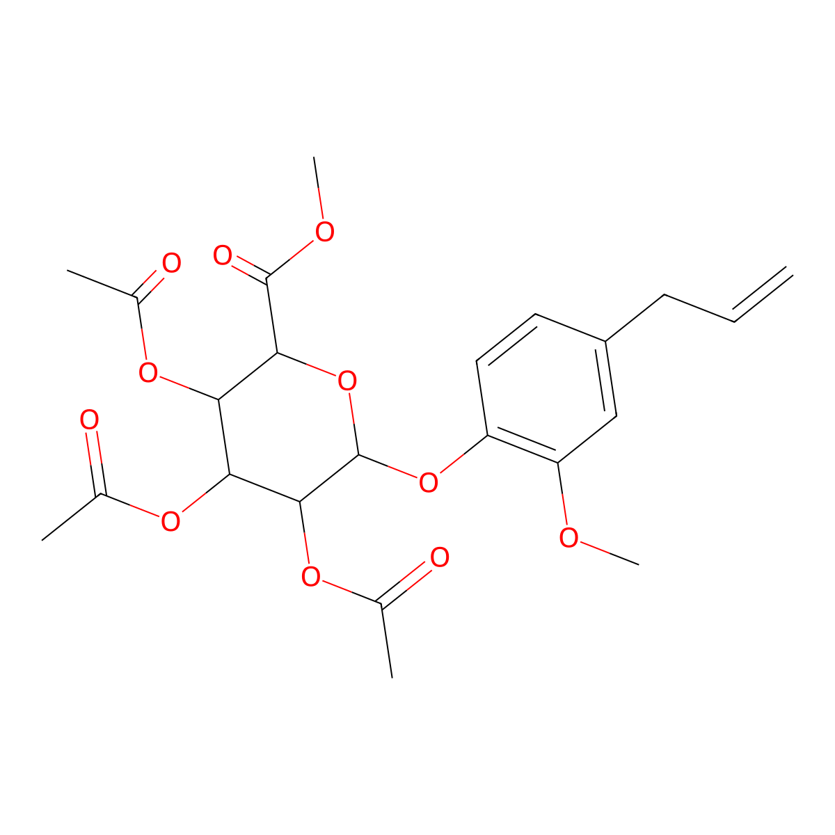 methyl (2S,3S,4S,5R,6S)-3,4,5-triacetyloxy-6-(2-methoxy-4-prop-2-enylphenoxy)oxane-2-carboxylate molecular structure, CAS 2251785-50-7