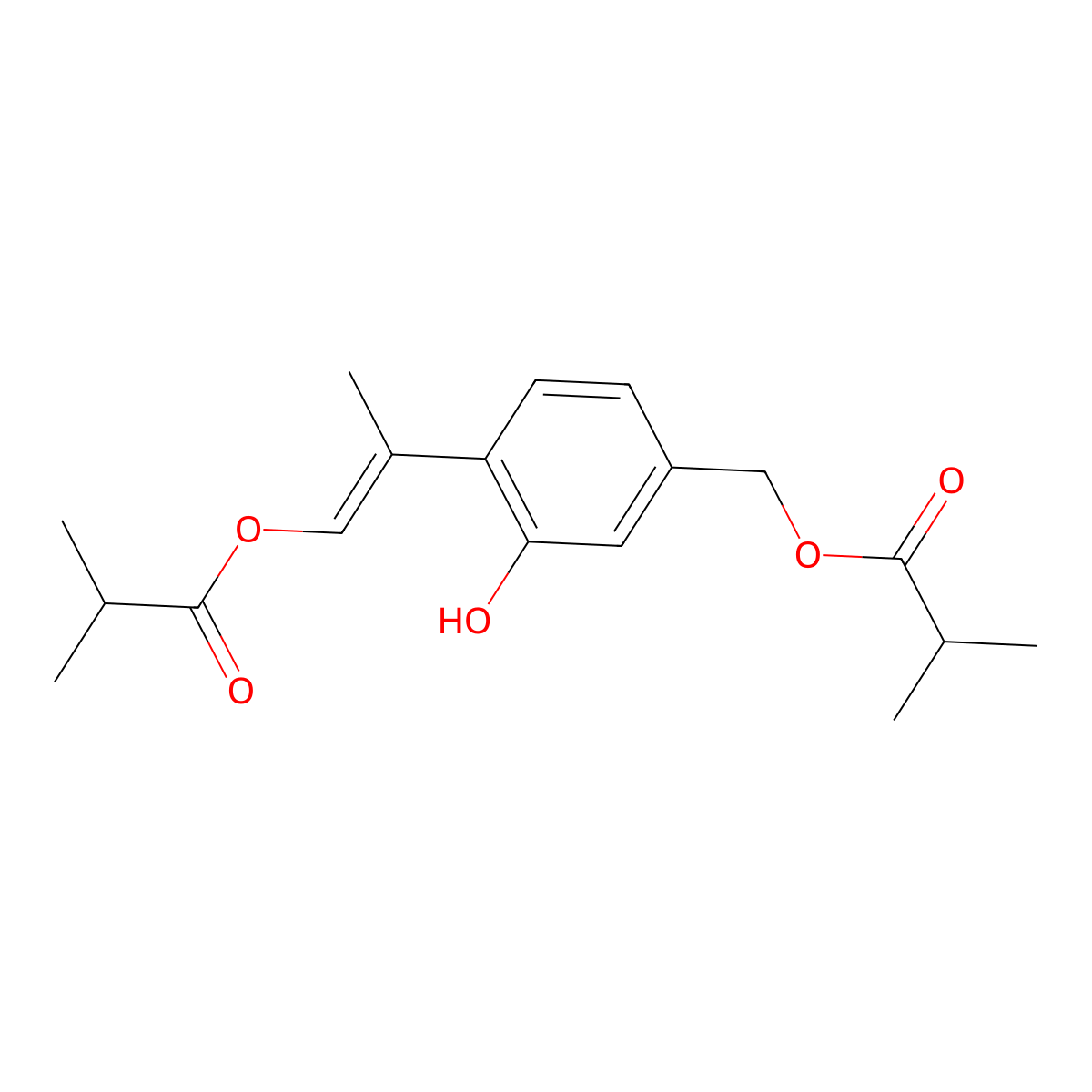 [3-Hydroxy-4-[1-(2-methylpropanoyloxy)prop-1-en-2-yl]phenyl]methyl 2-methylpropanoate molecular structure, CAS 22518-03-2