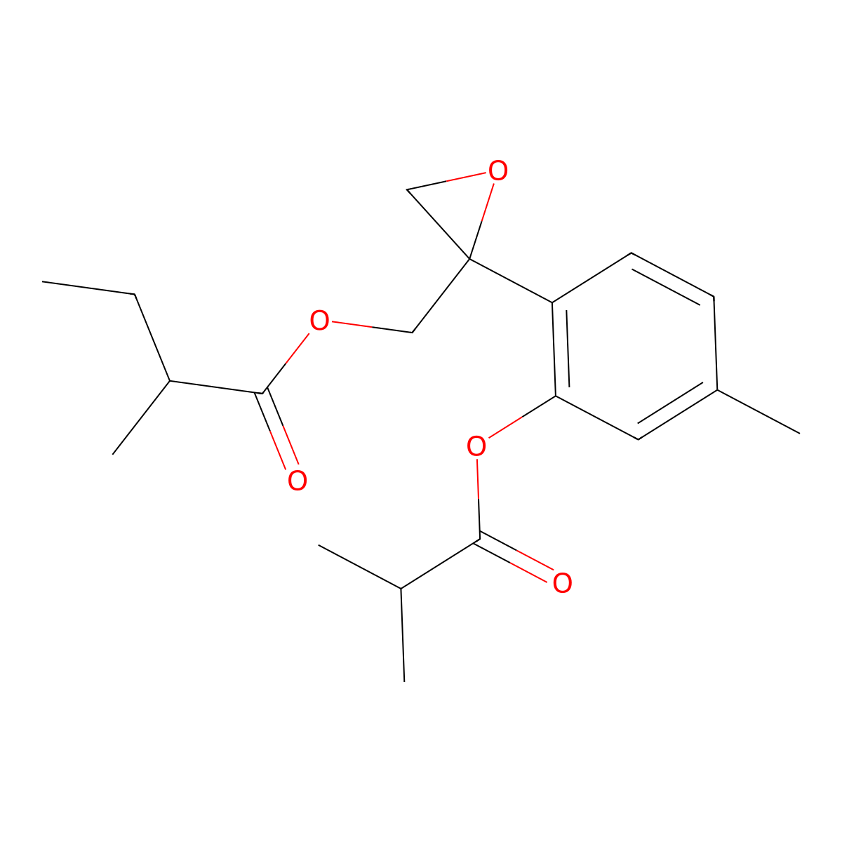 (2-{4-Methyl-2-[(2-methylpropanoyl)oxy]phenyl}oxiran-2-yl)methyl 2-methylbutanoate molecular structure, CAS 22518-07-6