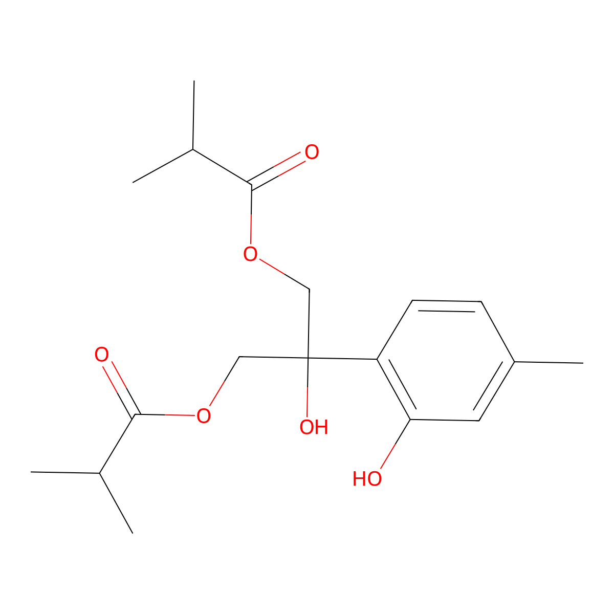 8-Hydroxy-9,10-diisobutyryloxythymol molecular structure, CAS 22518-08-7