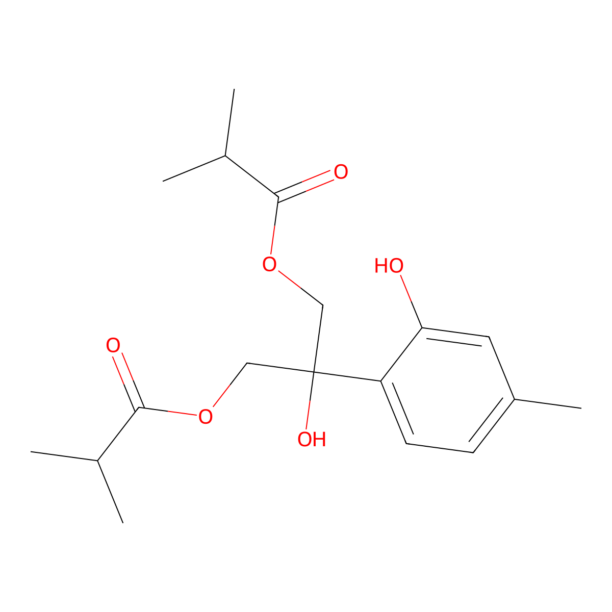 8-Hydroxy-9,10-diisobutyryloxythymol molecular structure, CAS 22518-08-7