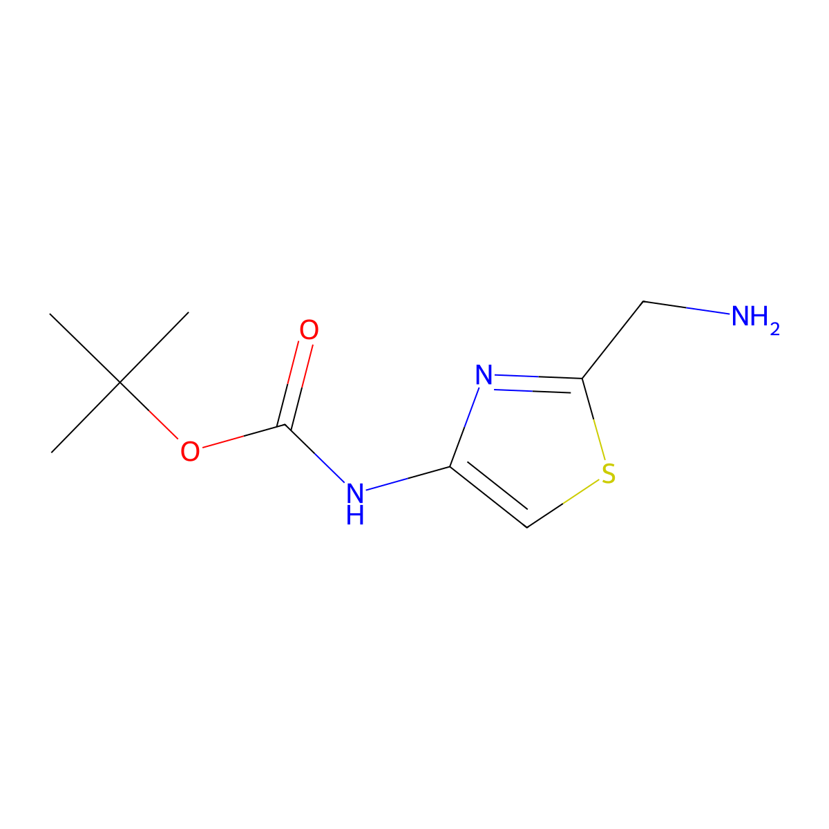 tert-butyl N-[2-(aminomethyl)-1,3-thiazol-4-yl]carbamate molecular structure, CAS 2251813-14-4