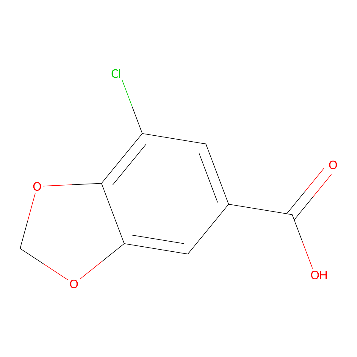 7-Chloro-1,3-dioxaindane-5-carboxylic acid molecular structure, CAS 22519-35-3