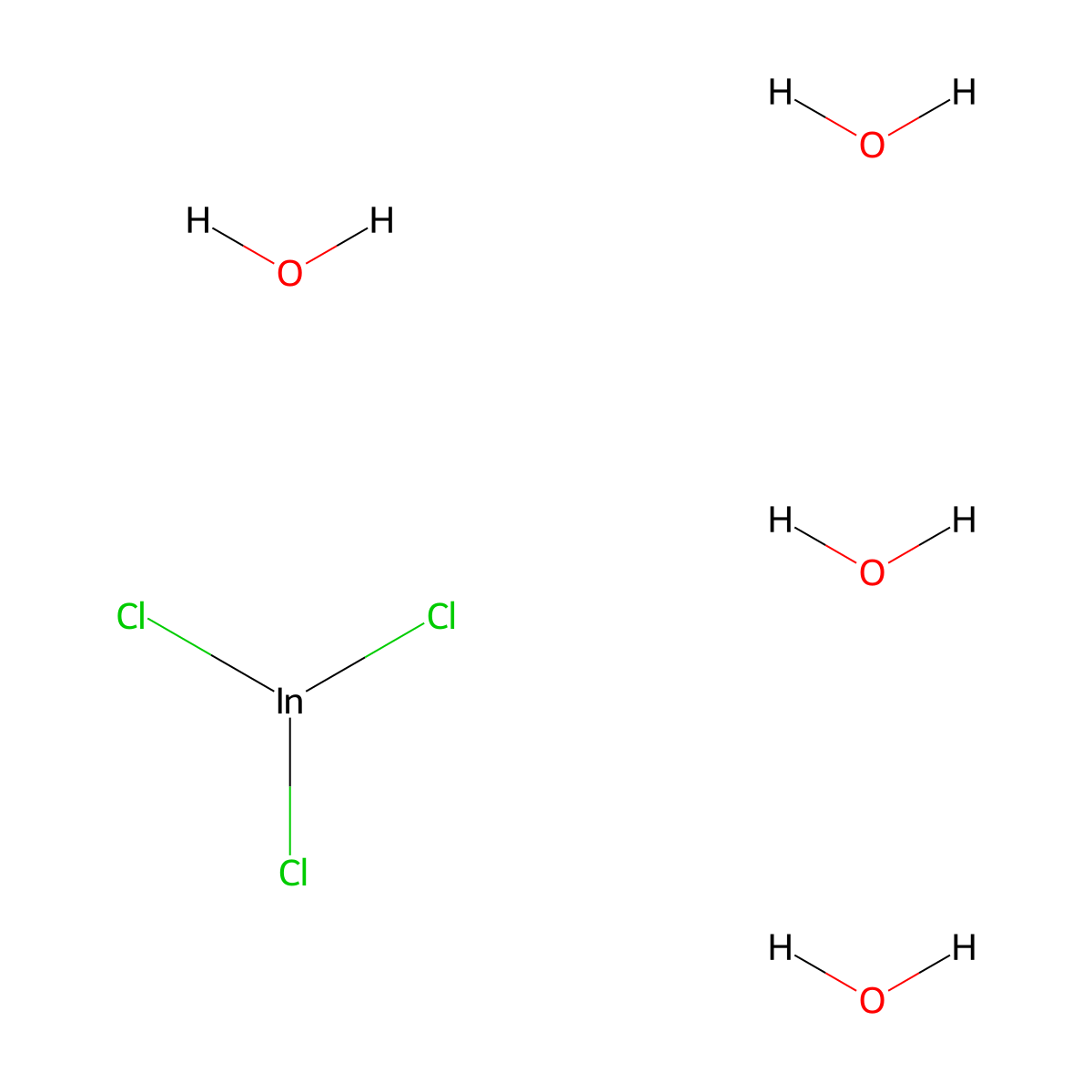 Indium chloride tetrahydrate molecular structure, CAS 22519-64-8