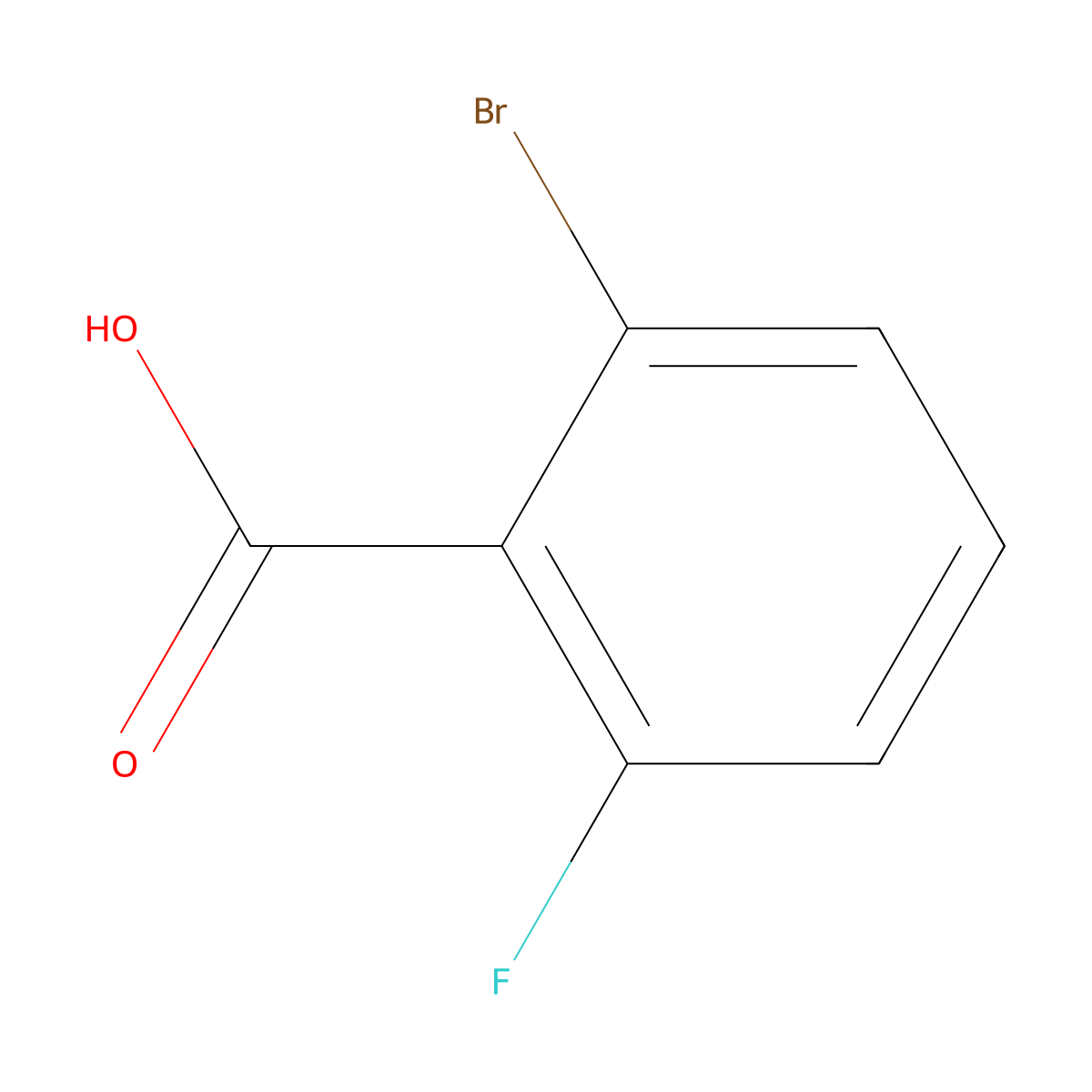 2-Bromo-6-fluorobenzoic acid molecular structure, CAS 2252-37-1
