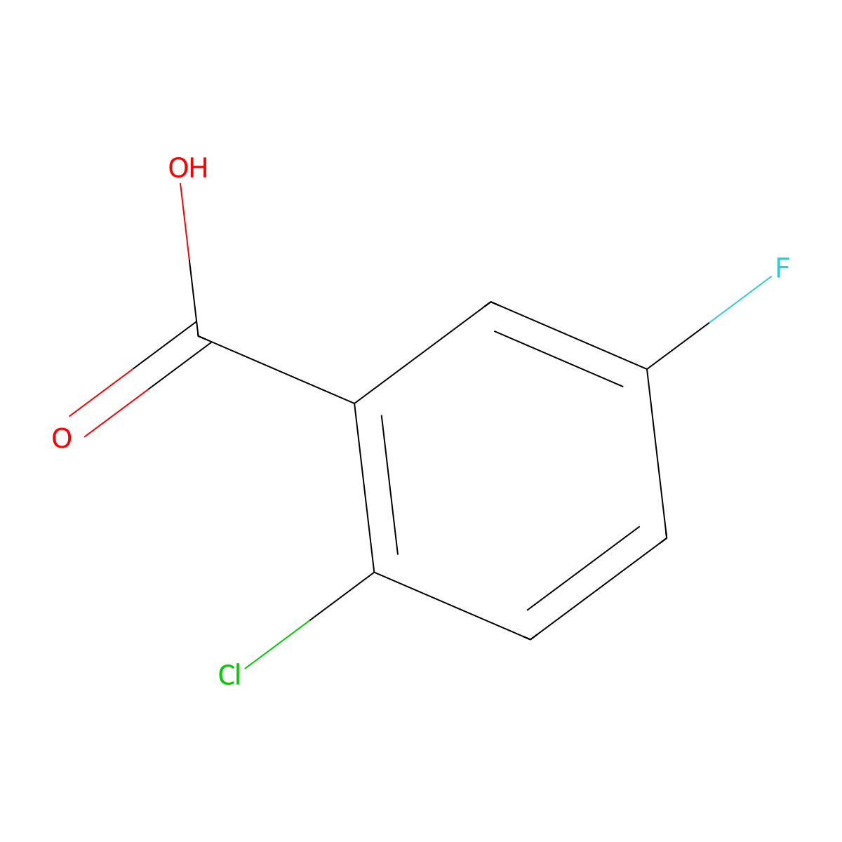 2-Chloro-5-fluorobenzoic acid molecular structure, CAS 2252-50-8