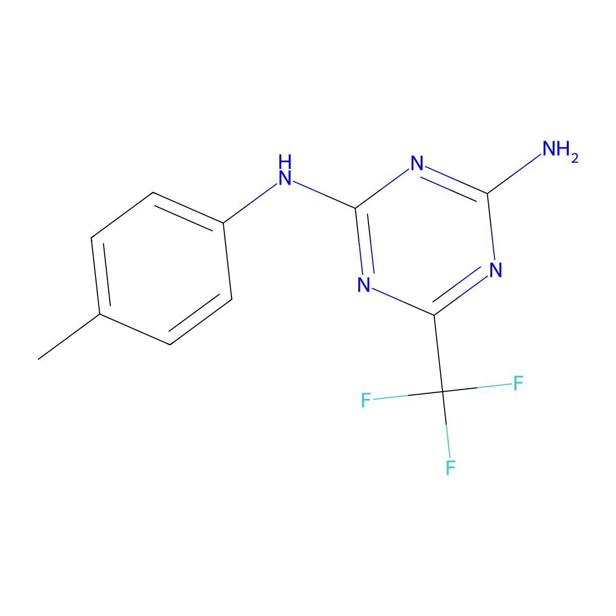 N-(4-methylphenyl)-6-(trifluoromethyl)-1,3,5-triazine-2,4-diamine molecular structure, CAS 2252-73-5