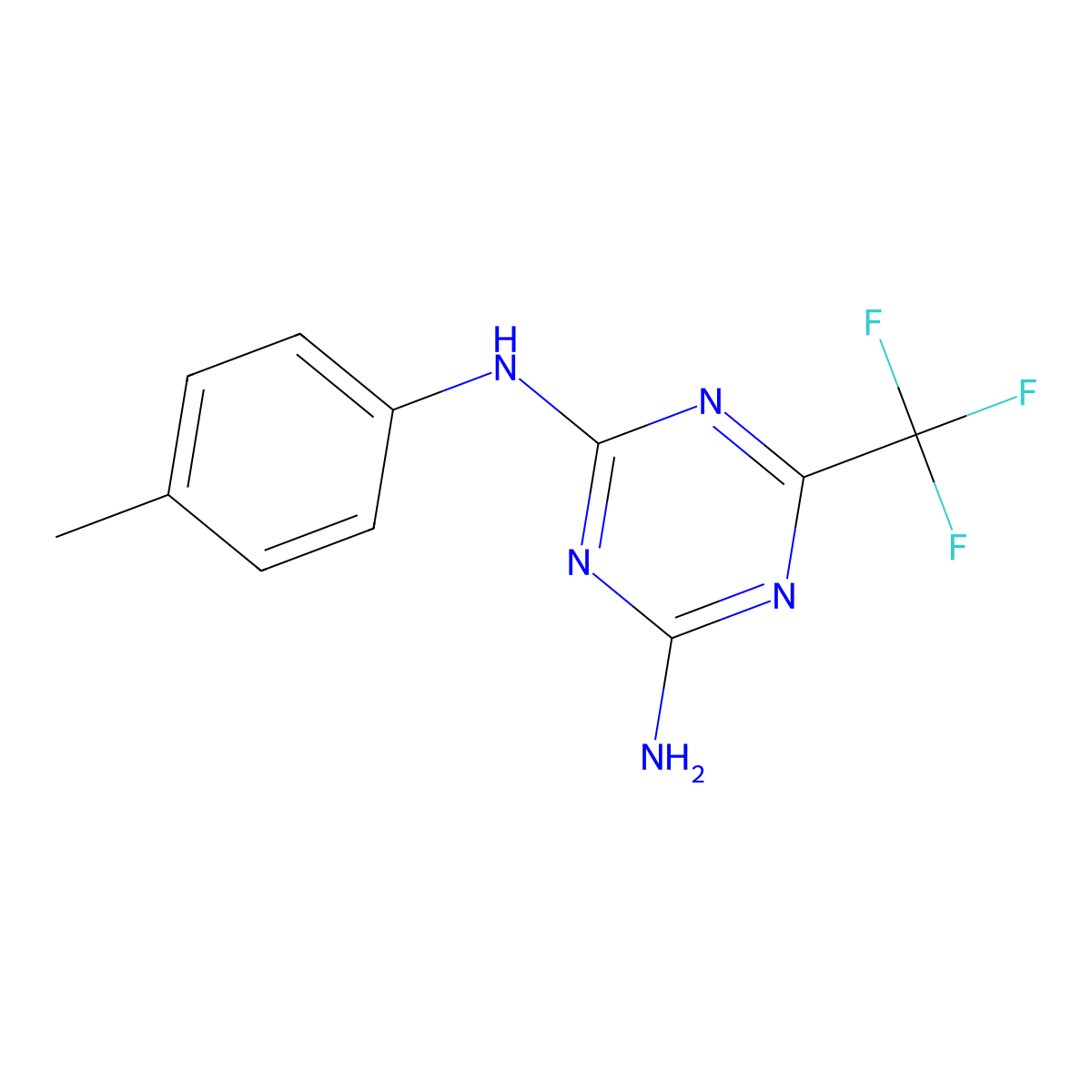 N-(4-methylphenyl)-6-(trifluoromethyl)-1,3,5-triazine-2,4-diamine molecular structure, CAS 2252-73-5