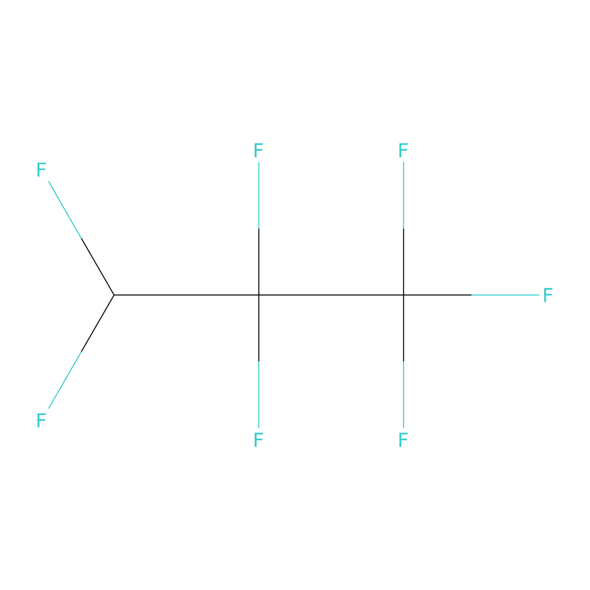 Heptafluoropropane molecular structure, CAS 2252-84-8