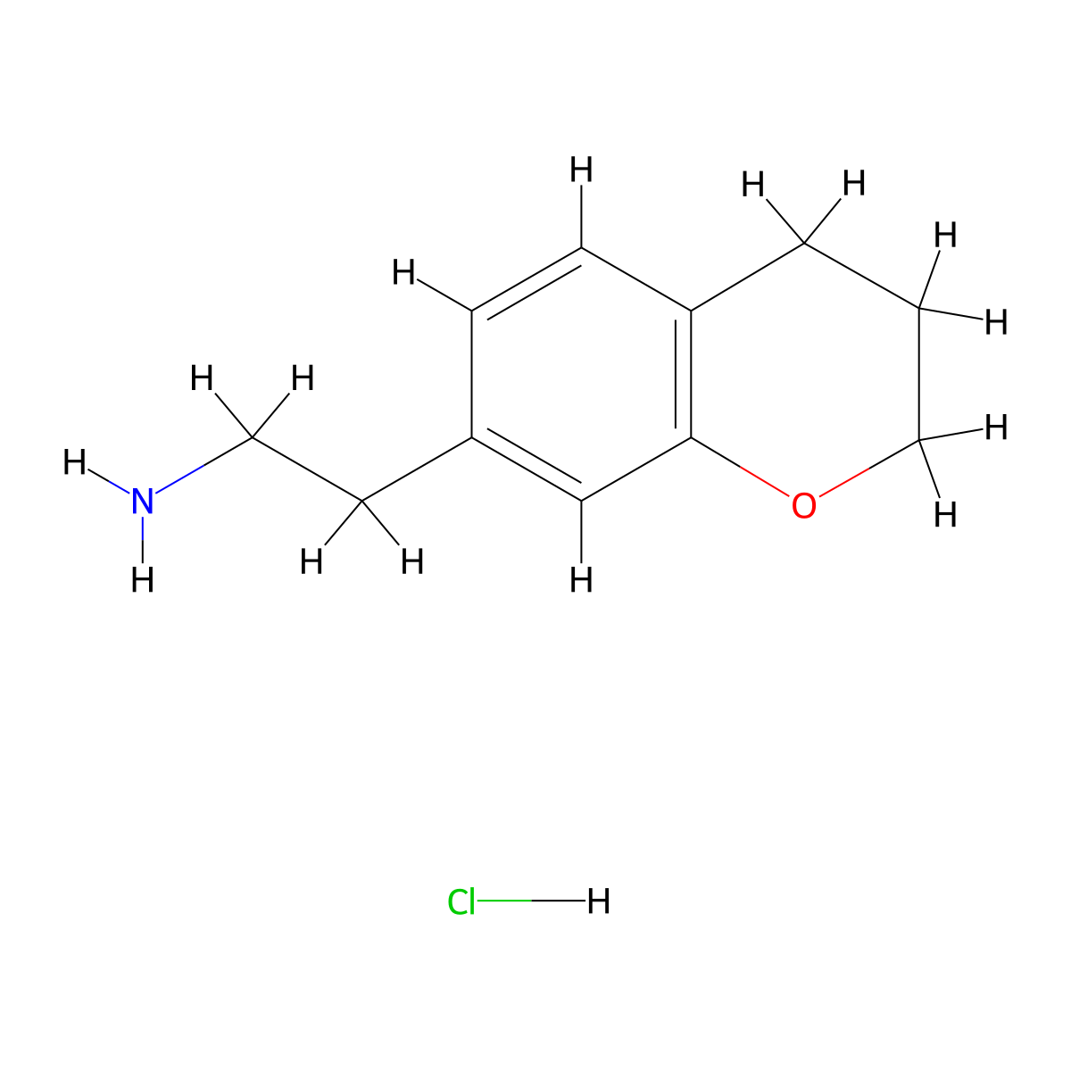 2-(3,4-dihydro-2H-1-benzopyran-7-yl)ethan-1-amine hydrochloride molecular structure, CAS 2252149-46-3