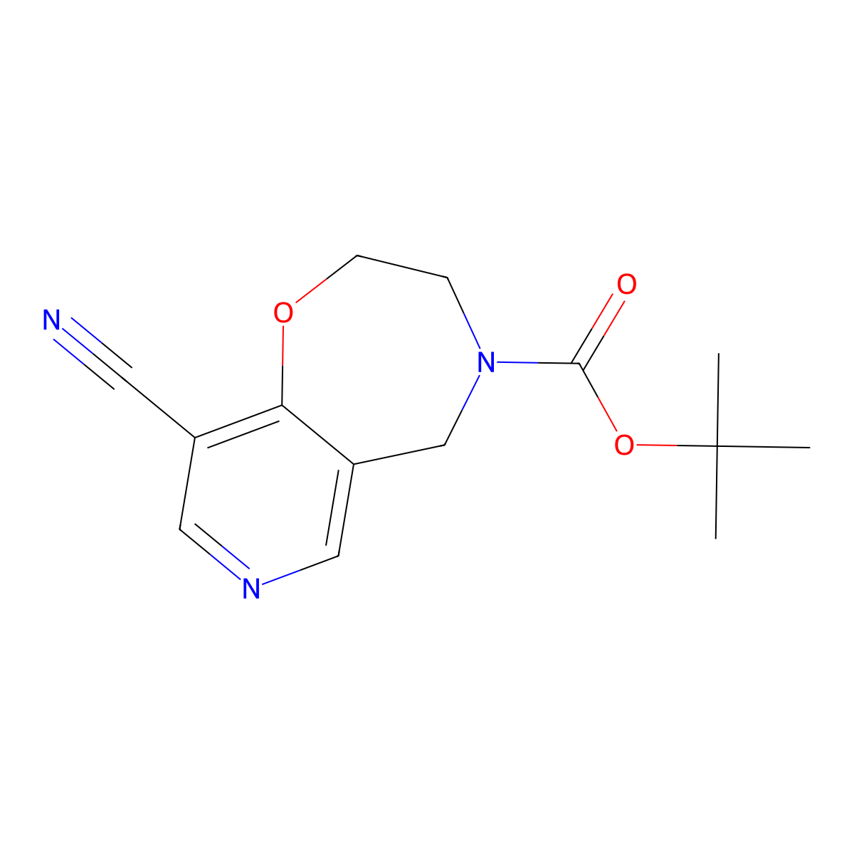 tert-butyl 9-cyano-2H,3H,4H,5H-pyrido[3,4-f][1,4]oxazepine-4-carboxylate molecular structure, CAS 2252274-85-2