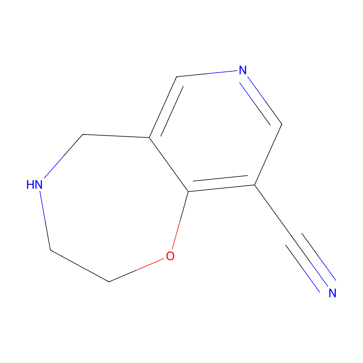 2H,3H,4H,5H-pyrido[3,4-f][1,4]oxazepine-9-carbonitrile molecular structure, CAS 2252274-86-3