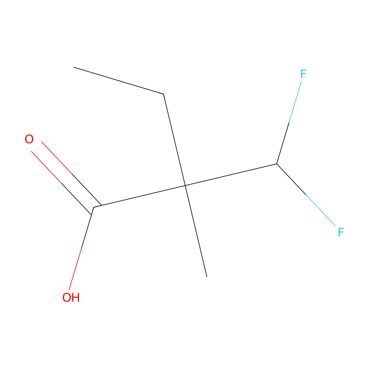 2-(Difluoromethyl)-2-methylbutanoic acid molecular structure, CAS 2252274-96-5