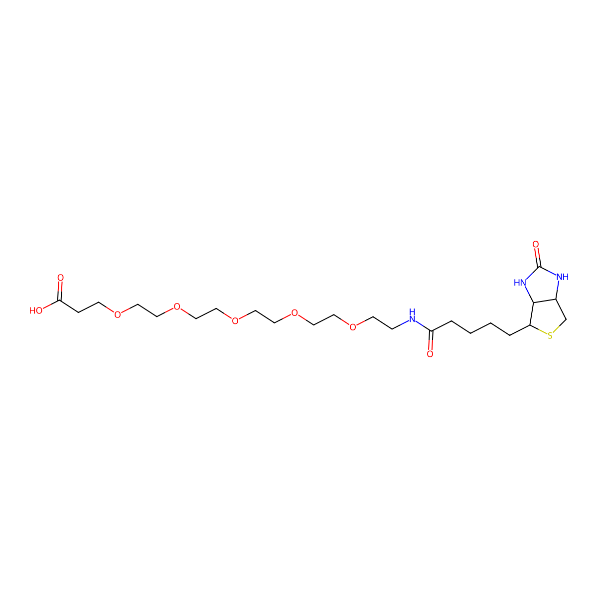 20-Oxo-24-((3aS,4S,6aR)-2-oxohexahydro-1H-thieno[3,4-d]imidazol-4-yl)-4,7,10,13,16-pentaoxa-19-azatetracosanoic acid molecular structure, CAS 2252330-85-9